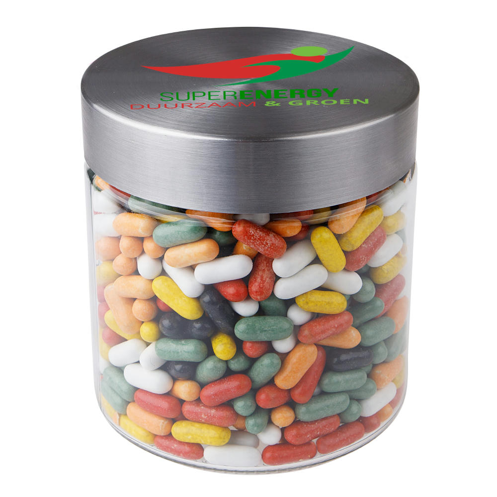Product image Glas 0,9 Liter gefüllt mit Süßigkeiten Werbeartikel
