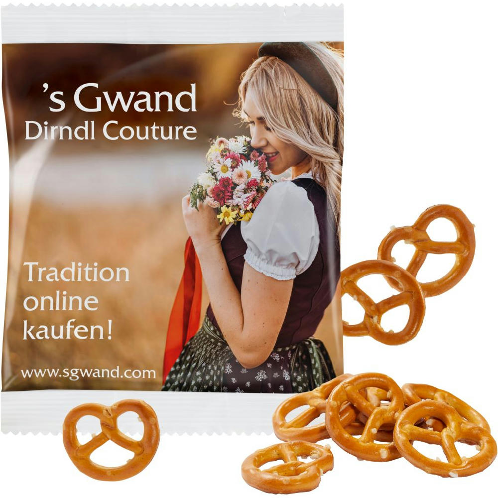 Product image Mini Salz-Brezeln im kompostierbaren Tütchen Werbeartikel