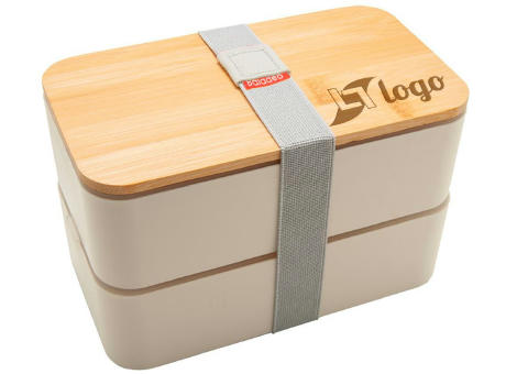 Bento 'Nagano', weiss, mit Bambusdeckel Werbeartikel