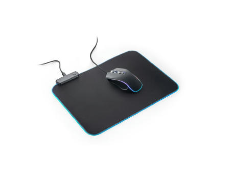 THORNE MOUSEPAD RGB. Gaming-Mauspad mit RGB-LED-Leuchten aus Polyester Werbeartikel