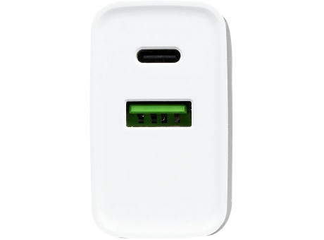 Ladegerät mit 20W Power Delivery und Quick Charge für USB-A und USB-C Werbeartikel
