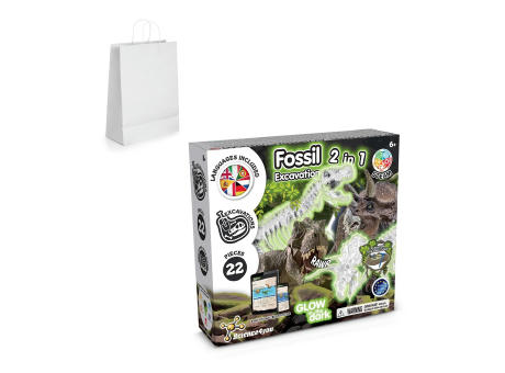 2 in 1 Fossil Excavation Kit II. Lernspiel lieferung inklusive einer kraftpapiertasche (90 g/m²), aus FSC™-zertifiziertem Material und anderen kontrollierten Materialien hergestellt Werbeartikel