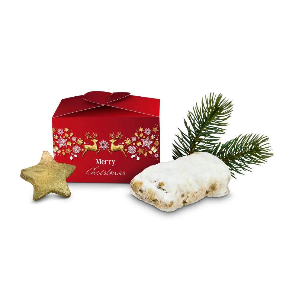 Product image Geschenkartikel / Präsentartikel: Mini-Stollen Merry Christmas Werbeartikel