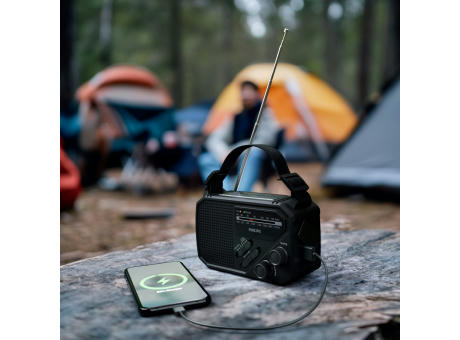 Philips TAR1609 Notfallradio mit analogem FM/AM-Tuner und Taschenlampe Werbeartikel