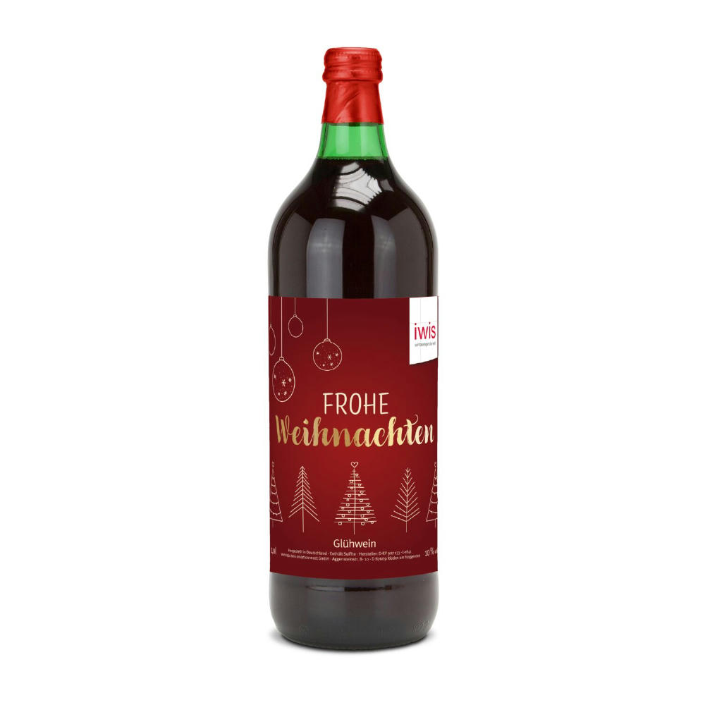 Product image Glühwein - Flasche grün, mit Schraubverschluss, 1 l - individuelles Etikett Werbeartikel