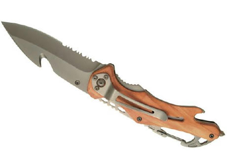 Rettungsmesser 'Emergency', Olivenholz Werbeartikel