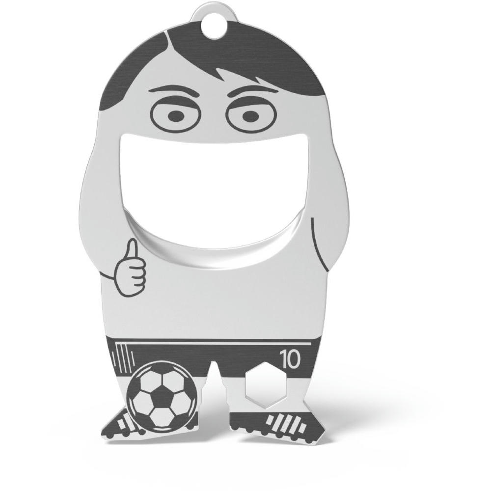 RICHARTZ Flaschenöffner fred soccer: Figur als Fußballer mit Ball und Trikotnummer 10 – Werbeartikel mit Ihrem Logo