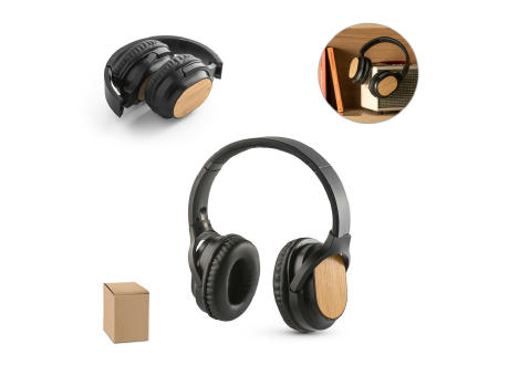 GOULD. Kopfhörer wireless und faltbar mit 5 Stunden Akkulaufzeit aus bamboe en ABS Werbeartikel
