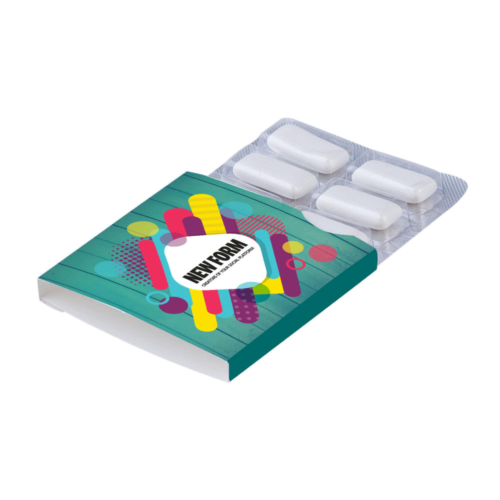 Blister mit 6 Kaugummi-Tabletten mit Xylitol Werbeartikel