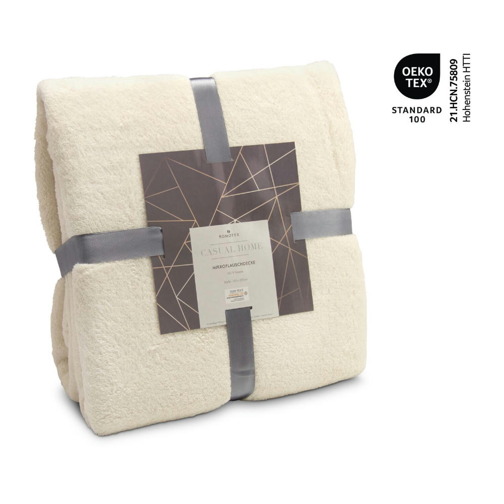 Mikroflauschdecke beige - 150 x 200 cm, 250 g/m² Werbeartikel