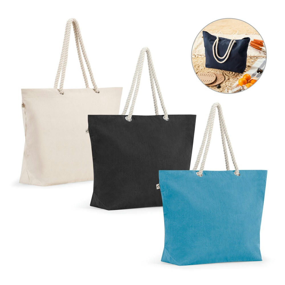 Product image ATHENS. Strandtasche aus recycelter Baumwolle (70 %) und recyceltem Polyester (30 %) (220 g/m²) Werbeartikel