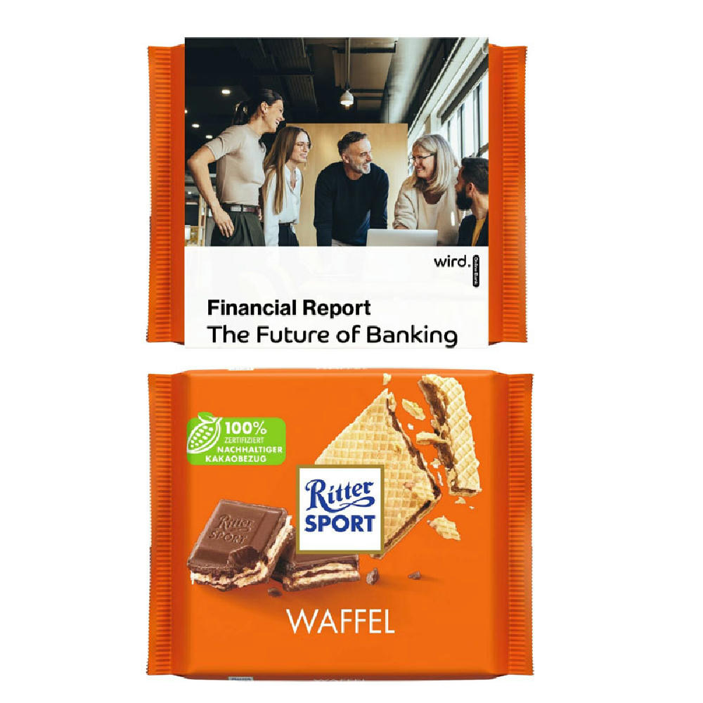 Ritter Sport 100g im Werbeschuber  Werbeartikel