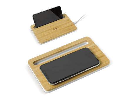 Kabellose Ladestation aus Bambus, 5W Werbeartikel