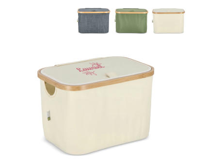 InSideOut faltbarer Korb mit Deckel Sogne 38 x 26 x 25cm rPET Werbeartikel