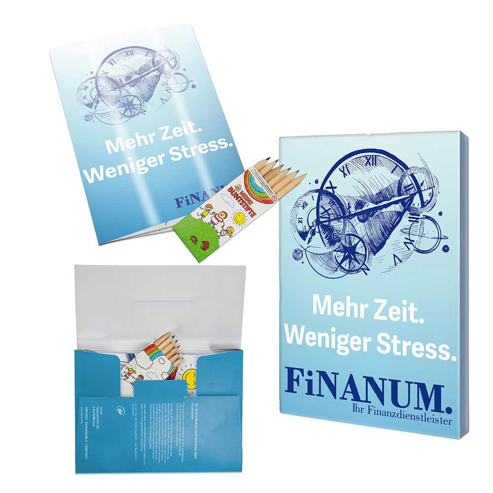 Product image Malbuch / Mal-Set A6 - Sparkassen - Malset mit individuellen Vorder- und Rückseiten Werbeartikel