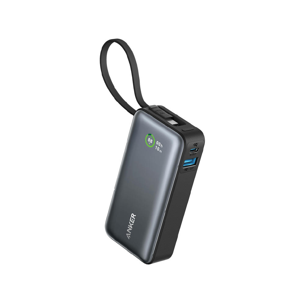 Product image Anker Nano Powerbank 30W mit 10.000 mAh, integriertem USB-C-Kabel, Farbdisplay und Firmenlogo-Druck