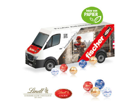 3D Adventskalender "Transporter" mit Lindt Minis mit Papier-Inlay Werbeartikel