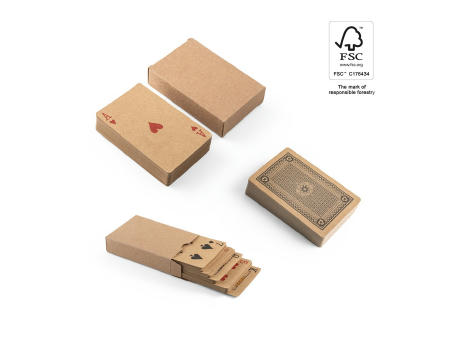FISCHER. Ein Kartenspiel mit 54 klassischen Karten, aus Kraftpapier die aus FSC™-zertifiziertem Material und anderen kontrollierten Materialien besteht Werbeartikel