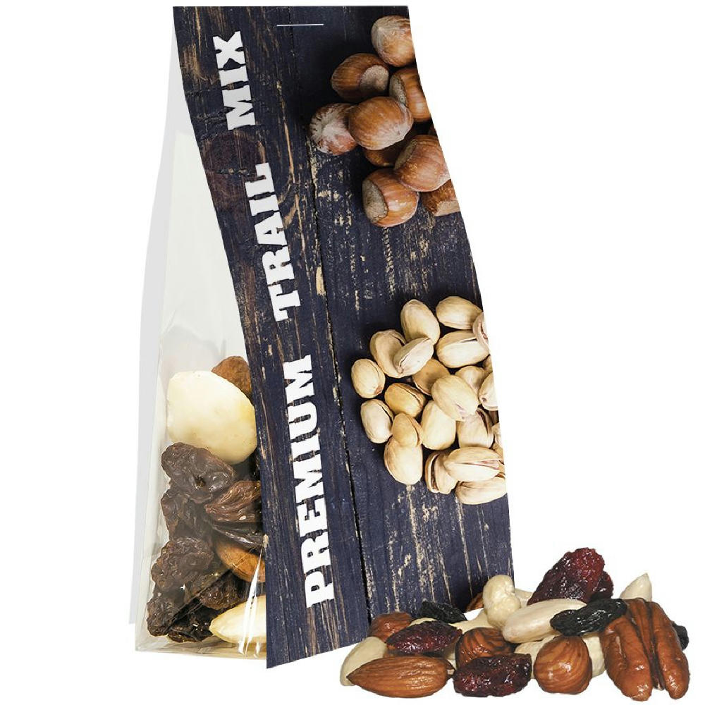 Product image Premium Studentenfutter, ca. 40g, Express Blockbodenbeutel mit Werbereiter Werbeartikel