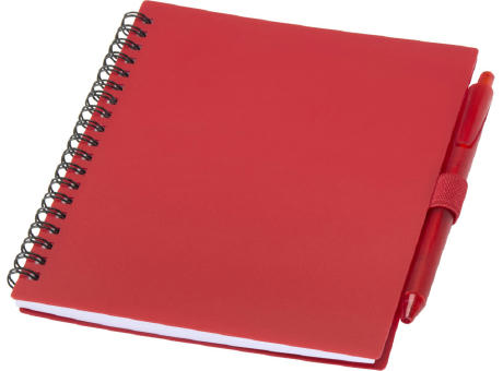 Product image Niove Softcover Notizbuch aus recyceltem Kunststoff mit Kugelschreiber (blaue Mine) Werbeartikel