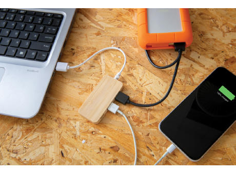 Bambus-Hub mit Type-C Werbeartikel