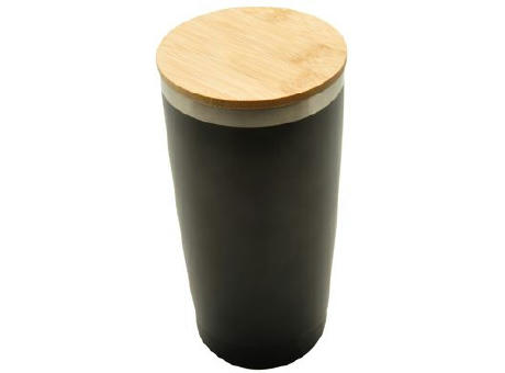 Doppelwandiger Edelstahlbecher 'Nagano' mit Bambusdeckel (XL) Werbeartikel