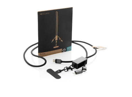 Terra 60Wduales Ladekabel aus RCS recyceltem PET mit Lanyard Werbeartikel