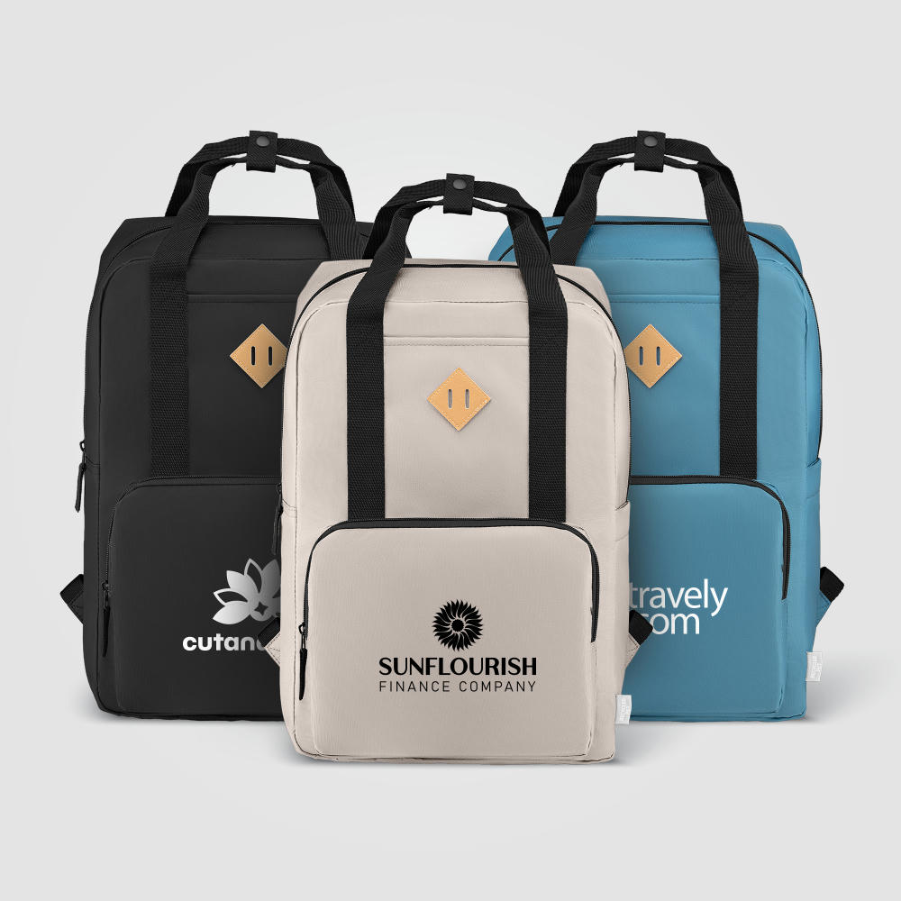 Majesty Laptop-Rucksack mit verstellbarem Gurt für 15-Zoll-Laptops aus 300D rPET - 16 L Werbeartikel