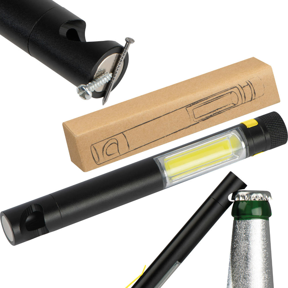 Product image COB Taschenlampe mit Flaschenöffner Werbeartikel