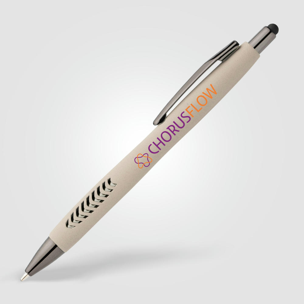 Avalon Kugelschreiber mit Stylus in Steinoptik aus recyceltem Kunststoff  Werbeartikel