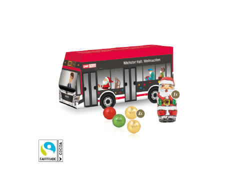 3D Präsent "Bus" mit Fairtrade® Schokolade Werbeartikel