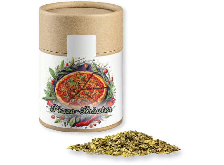 Gewürzmischung Pizza-Kräuter, ca. 25g, Kraftpapierdose Midi Werbeartikel