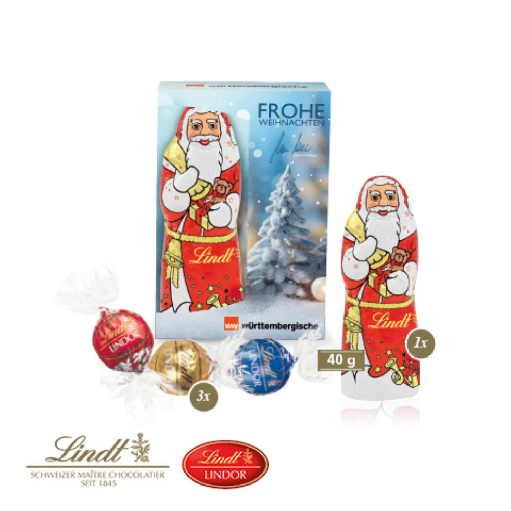 Product image Premium-Präsent mit Lindt Weihnachtsmann „Medium“ Werbeartikel