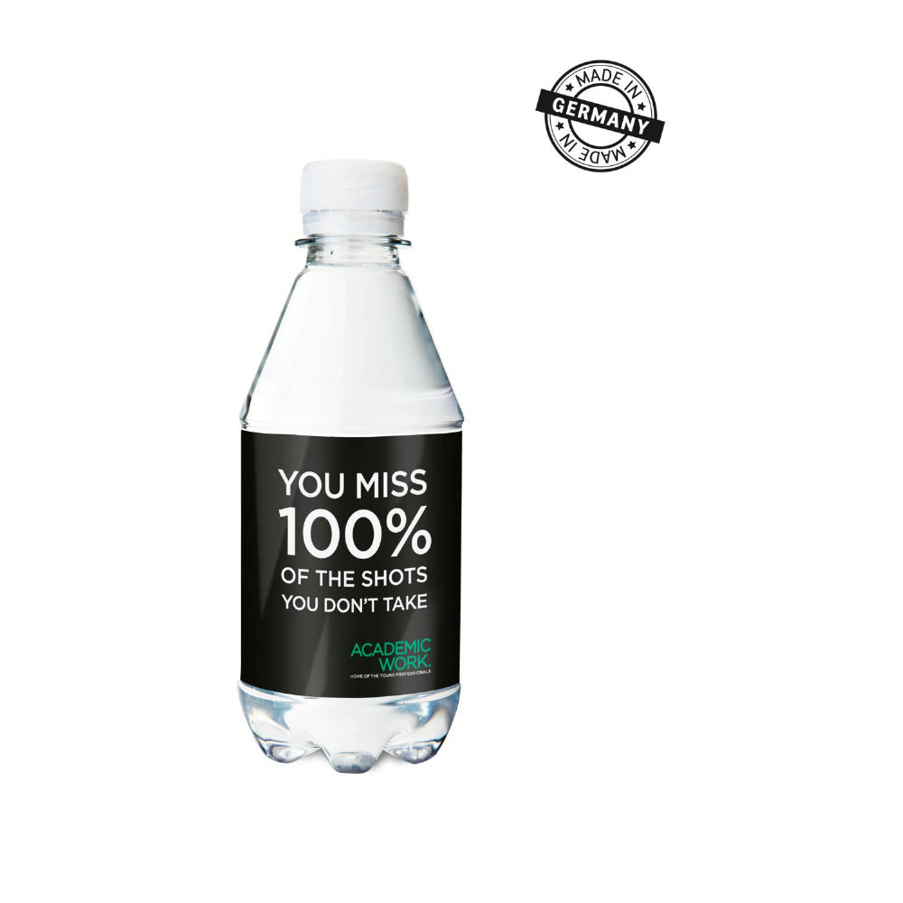 330 ml PromoWater - Mineralwasser, still, Hergestellt in Deutschland - Folien-Etikett Werbeartikel