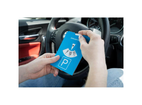 Papp-Parkscheibe "Reise-Rechner" Werbeartikel