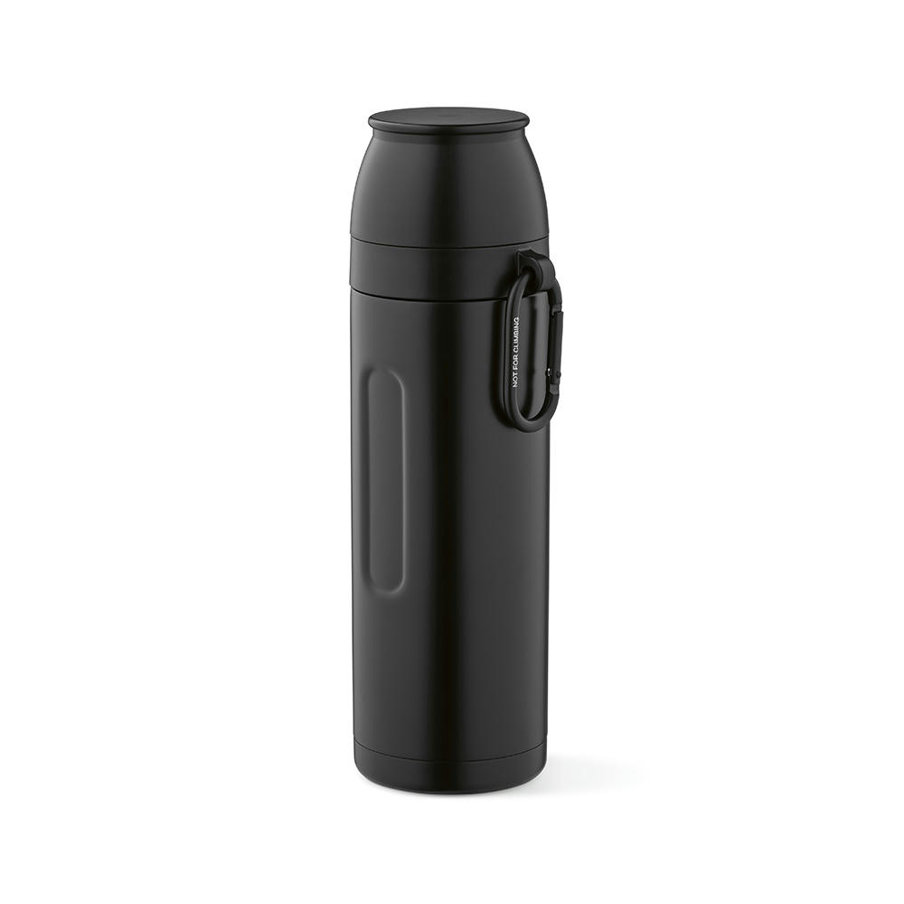Loire Thermos aus recy.Edelstahl, 810 ml. Mit 2 Bechern und Karabiner Werbeartikel