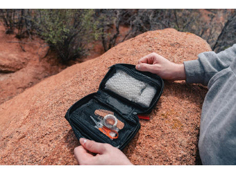 Erste-Hilfe-Set in RCS recycelter Nubuk-PU Tasche Werbeartikel