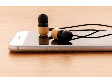 Kabellose Ohrhörer aus Bambus Werbeartikel