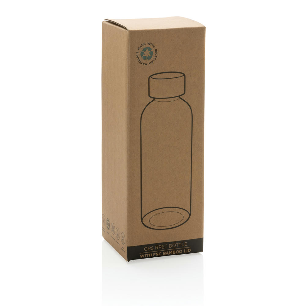 RCS rPET Flasche mit Bambus-Deckel Werbeartikel