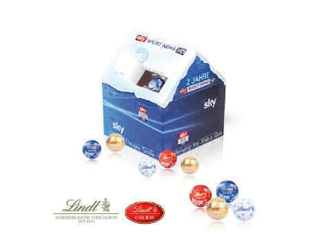 Product image Adventskalender "Weihnachtshaus" Classic mit Lindt Schokolade Werbeartikel