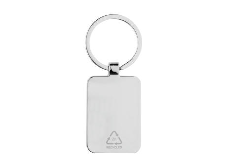 Eckiger Schlüsselring aus RCS rec. Zinklegierung mit Bambus Werbeartikel