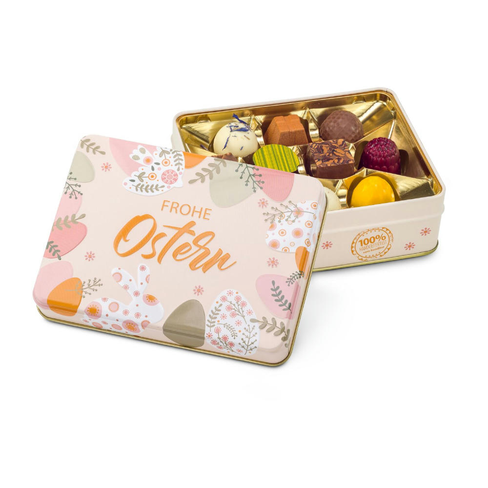 Product image Geschenkartikel / Präsentartikel: Frohe Ostern - Pralinendose mit 125 g Werbeartikel