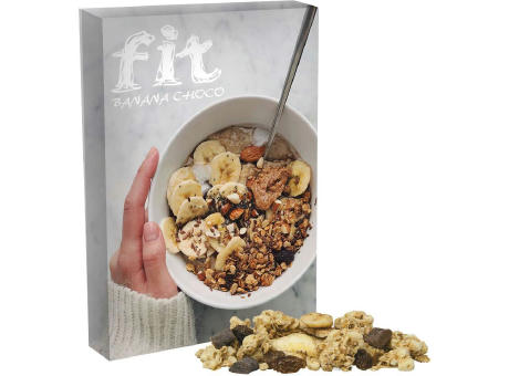 Müsli Knusper Banane-Schoko, ca. 60g, Faltschachtel Werbeartikel