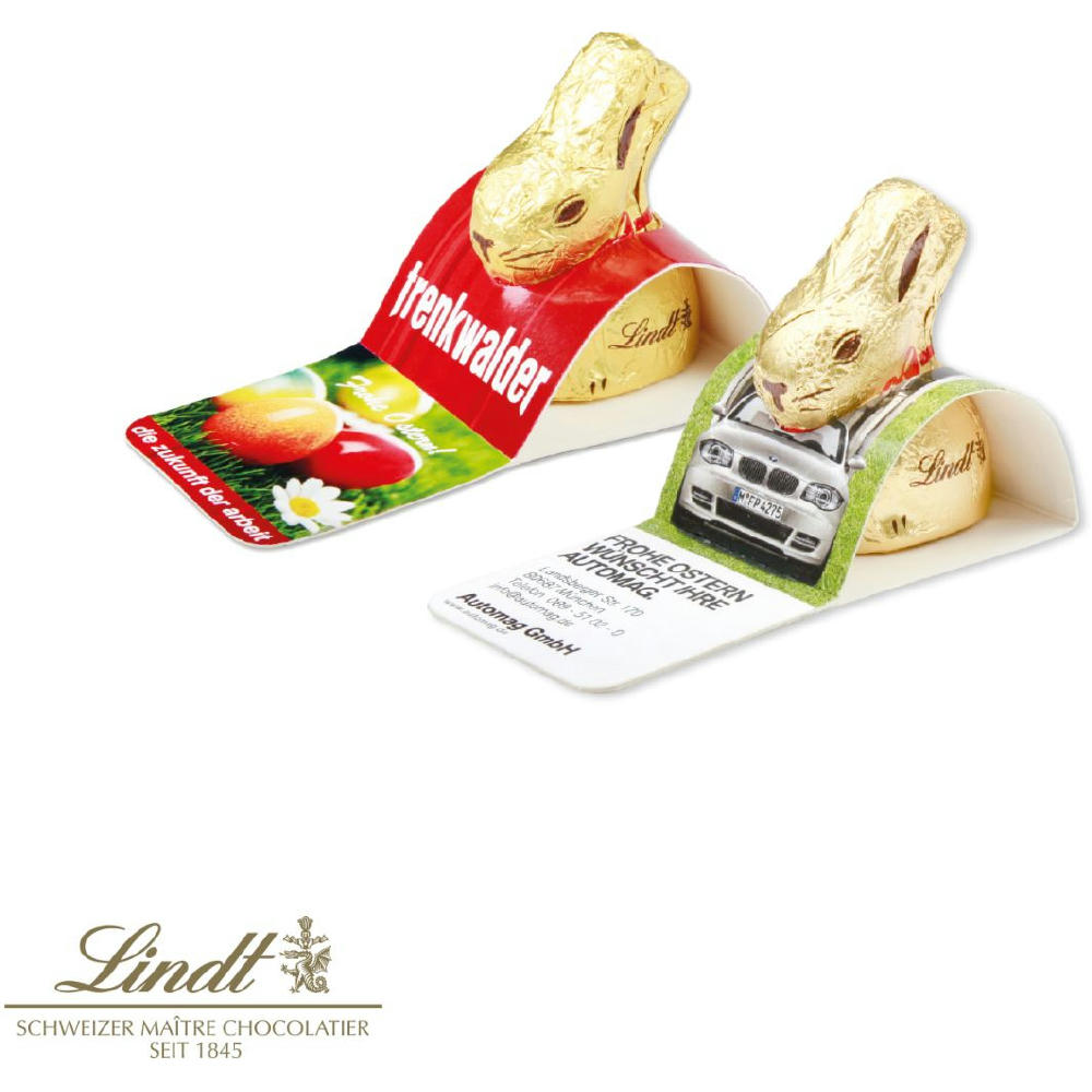 GOLDHASE VON LINDT IM WERBEAUFSTELLER, 10 g Werbeartikel