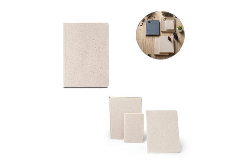 ORGANIC SEMI-RIGID. Notizbuch A5 mit semi-flexiblem Cover aus Elefantendung (80%) Werbeartikel
