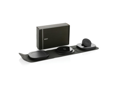 Swiss Peak 15W 3-in 1 Wireless-Reise-Charger aus RCS Plastik Werbeartikel