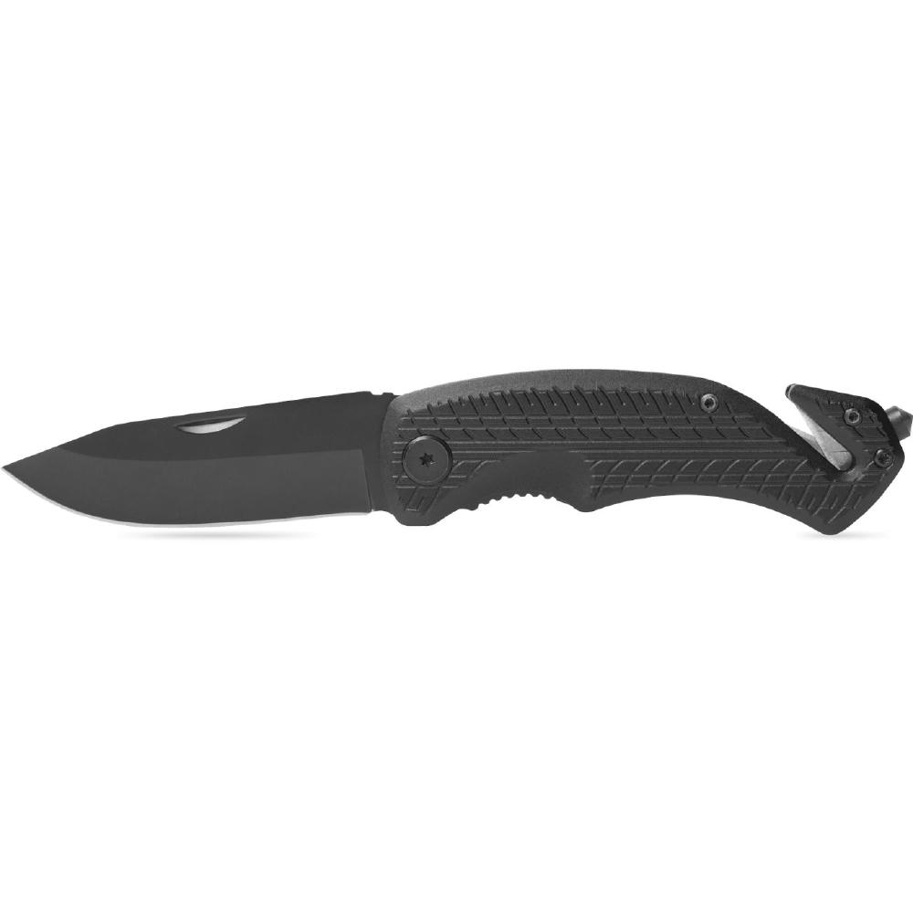 Product image RICHARTZ PURA rescue black: schwarzes Rettungsmesser mit Gurtschneider und Glasbrecher – Taschenmesser mit Gravur Ihres Logos