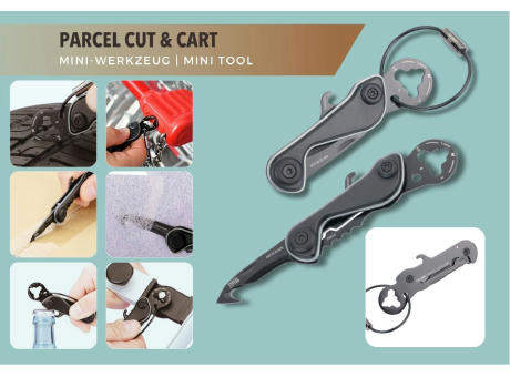 TROIKA Mini-Werkzeug PARCEL CUT & CART Werbeartikel