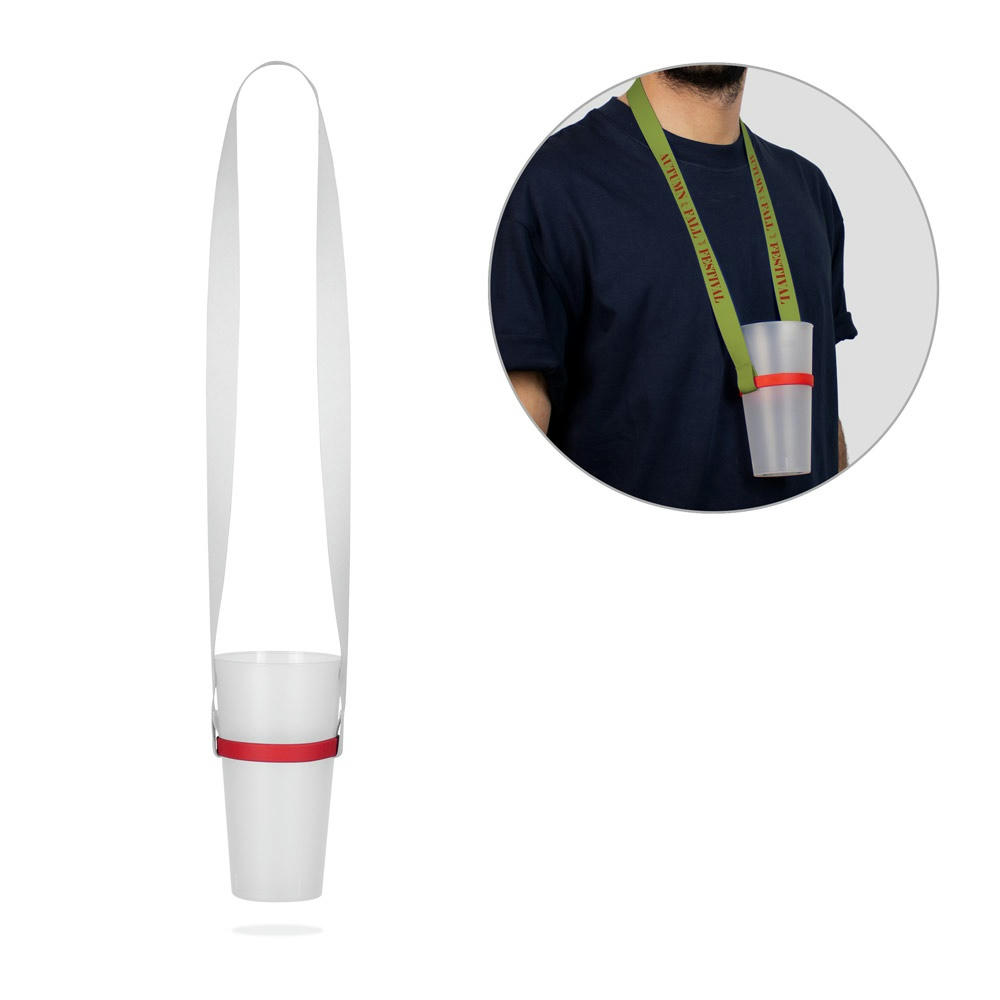 Product image ROTHERHAM. Lanyard aus Polyerster (100%rPET), geeignet für Sublimation mit Becherhalter aus Silikon Werbeartikel
