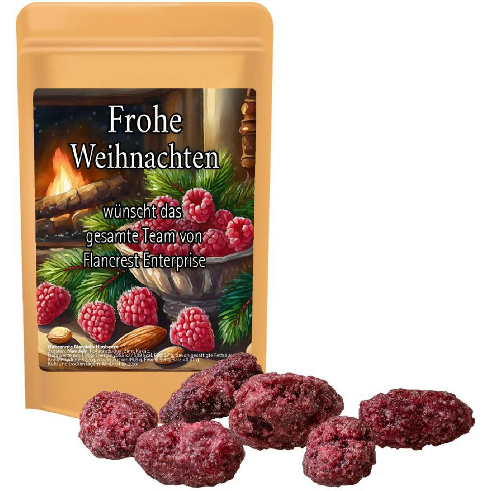 Gebrannte Mandeln Himbeere, ca. 30g, Standbeutel Mini Werbeartikel